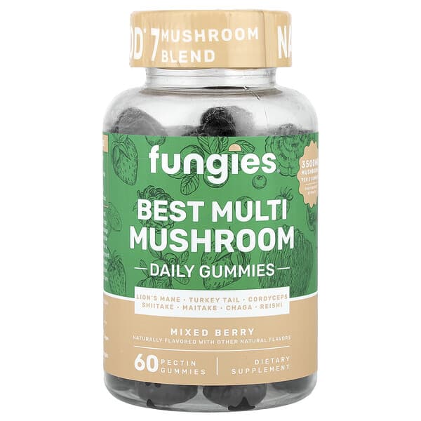 Best Multi Mushroom Daily Gummies, Mixed Berry, 60 Pectin Gummies