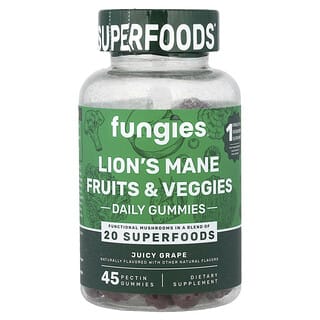 Fungies, Lion's Mane Fruit & Veggies Daily Gummies, Juicy Grape, 45 Pectin Gummies