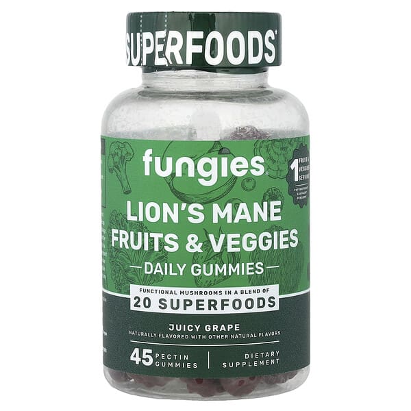 Fungies, Lion's Mane Fruit & Veggies Daily Gummies, Juicy Grape, 45 Pectin Gummies — product photo 1
