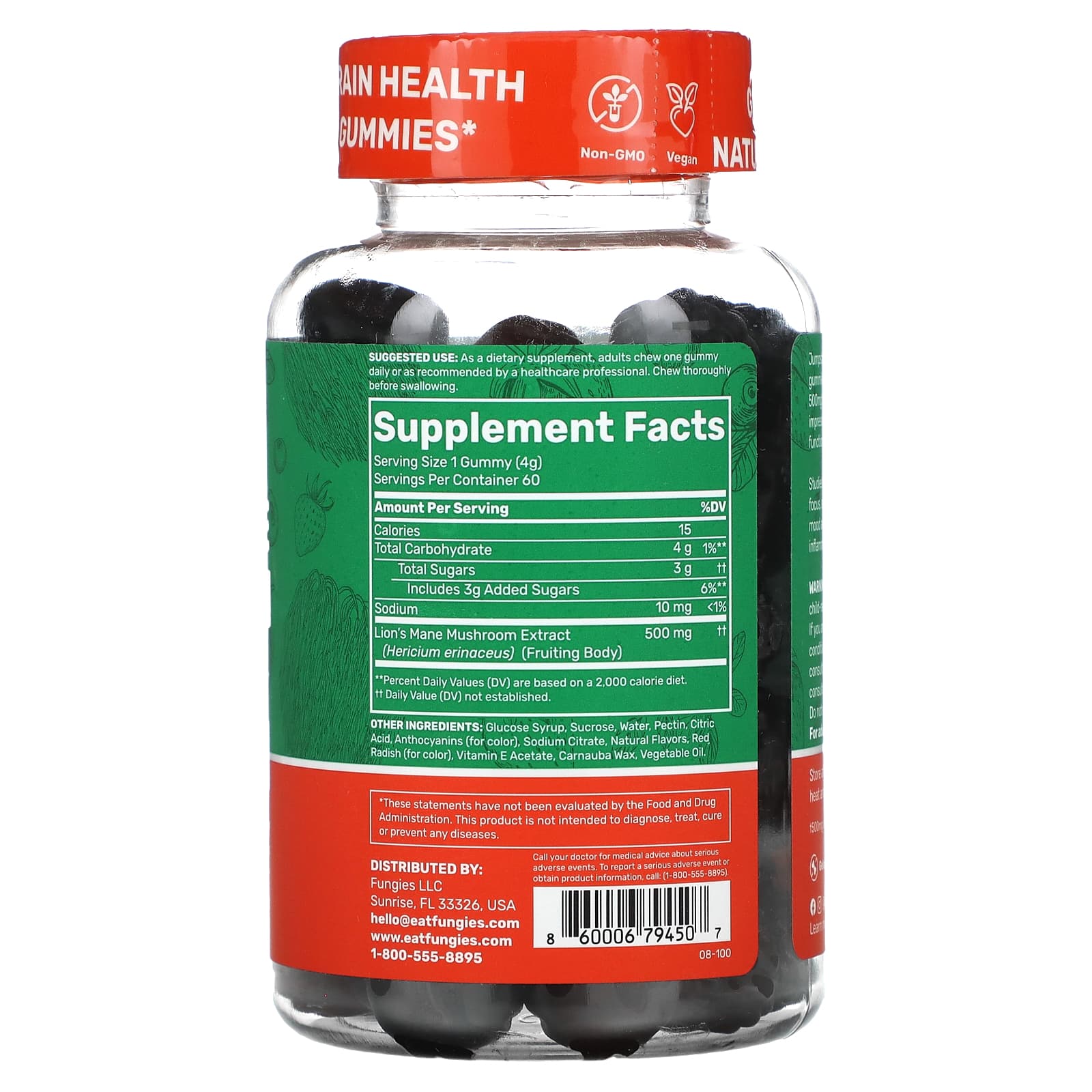 Fungies, Lion's Mane Mushroom Gummies, Blueberry and Strawberry, 60