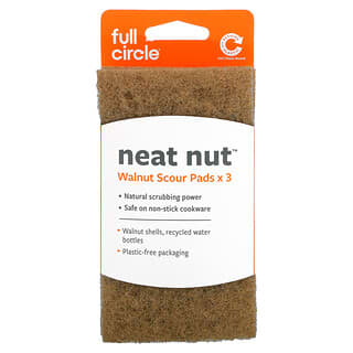 Full Circle Home LLC, Neat Nut, Tampons à récurer en coquille de noix, Paquet de 3
