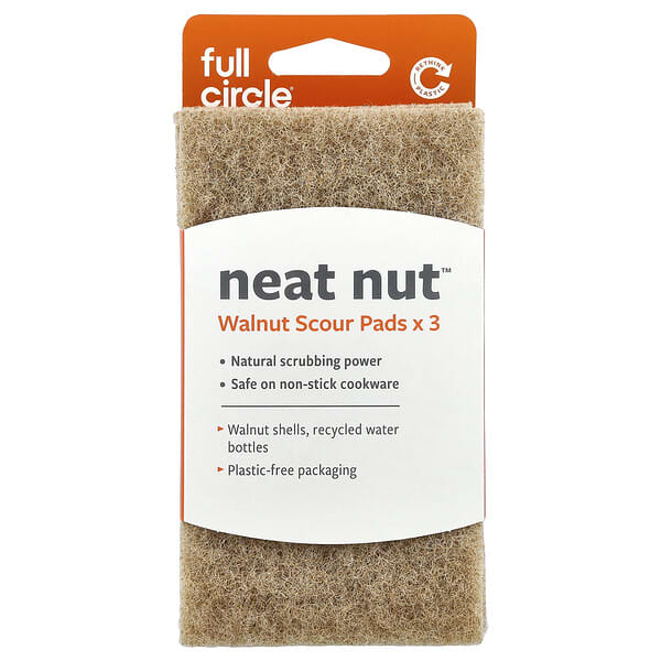 Full Circle, Neat Nut™, Pad Scour Walnut, 3 Pek