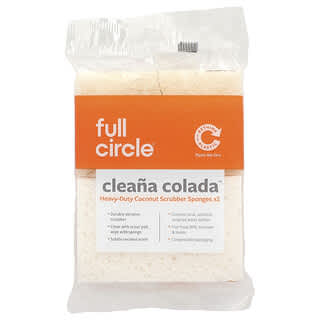 Full Circle, Cleana Colada, усиленные губки для мытья посуды с кокосом, 2 упаковки