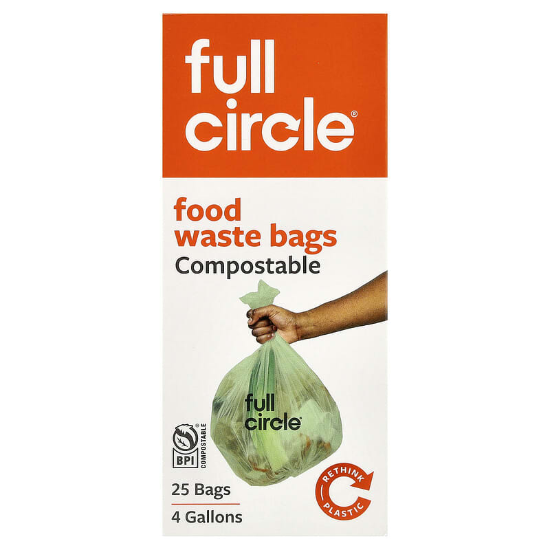 Food Waste Bags, Compostable, 25 Bags