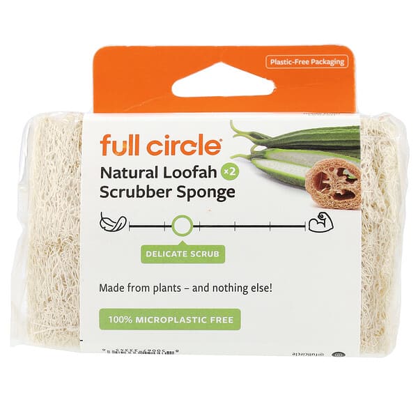 Full Circle, Natural Loofah Scrubber Sponge, 2 Count
