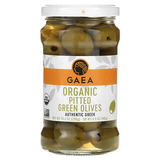 Gaea, Органические зеленые оливки без косточек, 290 г (10,2 унции)