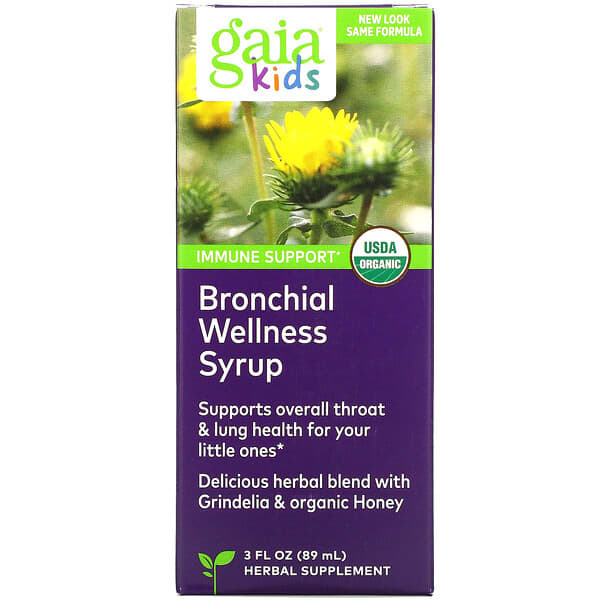 Gaia Herbs, Xarope de Bem-Estar Brônquico para Crianças, 89 ml (3 fl oz)