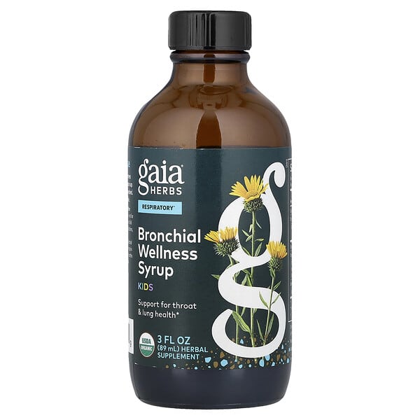 Gaia Herbs, 어린이용, 기관지 웰니스 시럽, 89ml(3fl oz)