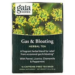 Gaia Herbs, Gas & Bloating Herbal Tea, Caffeine-Free, 16 Tea Bags, 1.13 oz (32 g)