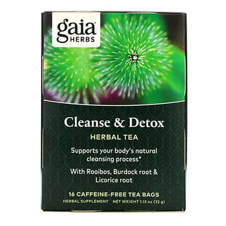 Gaia Herbs, очищение и детокс, без кофеина, 16 чайных пакетиков, 32 г (1,13 унции)