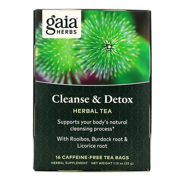 Gaia Herbs‏, Cleanse & Detox, Caffeine-Free, 16 Tea Bags, 1.13 oz (32 g)