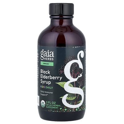 Gaia Herbs, Black Elderberry Syrup for Kids, 3 fl oz (89 ml)