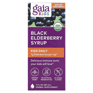 Gaia Herbs, Kids Daily, syrop z czarnego bzu, 89 ml