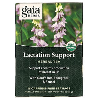Gaia Herbs, травяной чай для повышения лактации, без кофеина, 16 чайных пакетиков, 32 г (1,13 унции)