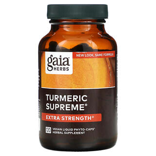 Gaia Herbs, كبسولات كركم ممتاز Turmeric Supreme، قوة مضاعفة، 120 كبسولة نباتية سائلة