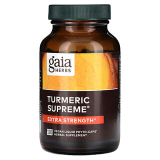 Gaia Herbs, Turmeric Supreme, Suplemento de concentración extra de cúrcuma, 120 cápsulas Liquid Phyto-Caps veganas