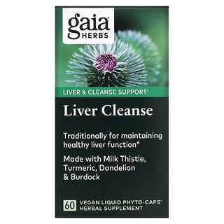 Gaia Herbs, Liver Cleanse, 60 вегетарианских фито-капсул с жидкостью