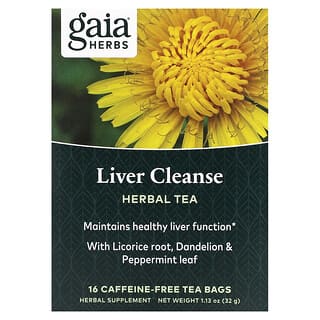 Gaia Herbs, 리버 클렌즈 허브티, 카페인 무함유, 티백 16개, 32g(1.13oz)
