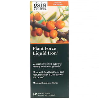 Gaia Herbs, Plant Force Liquid Iron, pflanzliches Eisenpräparat in flüssiger Form, 473 ml (16 fl. oz.)