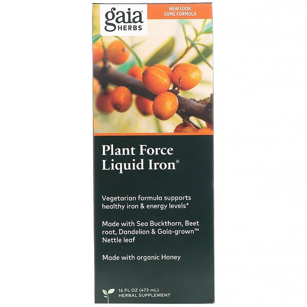 Gaia Herbs, PlantForceリキッドアイアン、16液量オンス (473 ml)