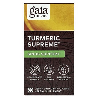 Gaia Herbs, Turmeric Supreme, Suporte para Seios Nasais, 60 Phyto-Caps Veganas Líquidas