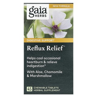 Gaia Herbs, Reflux Relief, 45 comprimés à croquer facilement solubles