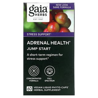 Gaia Herbs, Adrenal Health, Jump Start, 60 wegańskich, płynnych fito-kapsułek