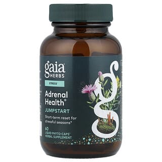 Gaia Herbs, Adrenal Health®, Suplemento estimulante, 60 cápsulas Liquid Phyto-Caps veganas