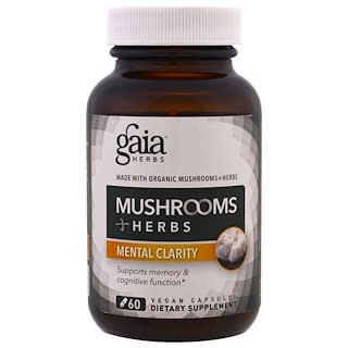 Gaia Herbs, Mushroom + Herbs, Mental Clarity, 60 Vegan Capsules