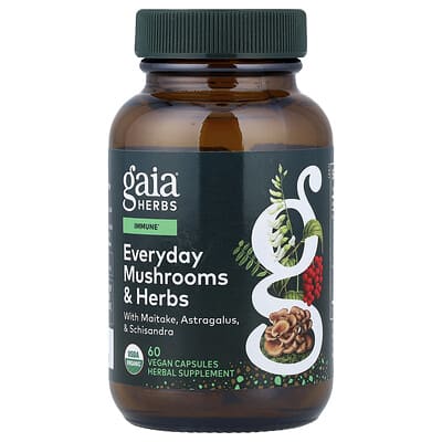Gaia Herbs, Everyday Mushrooms & Herbs, 60 Vegan Capsules