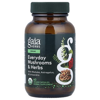 Gaia Herbs, Everyday Immune, Hongos y hierbas, 60 cápsulas veganas