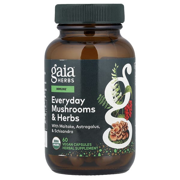 Gaia Herbs, Everyday Mushrooms & Herbs, 60 Vegan Capsules — product photo 1
