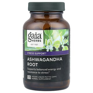 Gaia Herbs, Raíz de ginseng indio, 120 cápsulas veganas Liquid Phyto-Caps