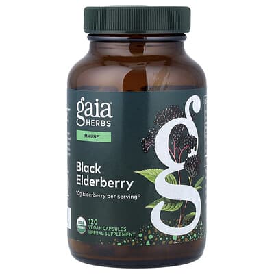 Gaia Herbs, Black Elderberry, 120 Vegetarian Capsules
