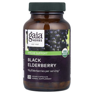 Gaia Herbs, Czarny bez, 120 kapsułek wegańskich