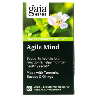 Gaia Herbs, Agile Mind, 60 Vegan Liquid Phyto-Caps