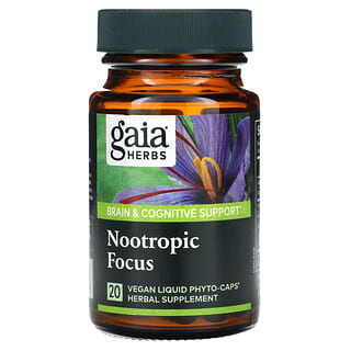 Gaia Herbs, Nootropic Focus, 20 веганских капсул с фитокапсулами