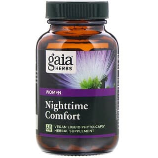 Gaia Herbs‏, הגברת הנוחות בשעות הלילה לנשים, 60 כמוסות Phyto-Caps טבעוניות עם תכולה נוזלית