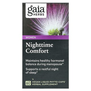 Gaia Herbs, Conforto Noturno para Mulheres, 60 Fitocápsulas Líquidas Veganas