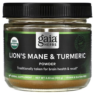 Gaia Herbs, Lion's Mane & Turmeric Powder, 3.53 oz (100 g)