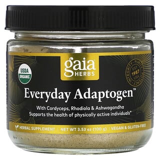 Gaia Herbs, адаптоген для ежедневного использования, с кордицепсом, родиолой и ашвагандой, 100 г (3,53 унции)