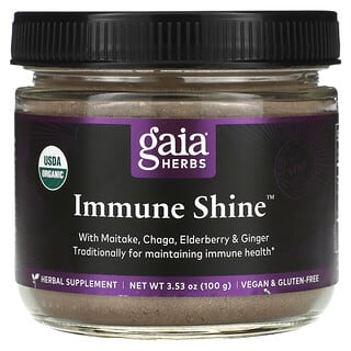 Gaia Herbs, Brillo inmunitario, con maitake, chaga, saúco y jengibre`` 100 g (3,53 oz)