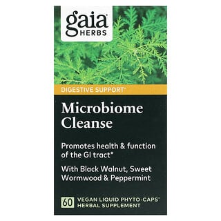 Gaia Herbs, Limpeza de Microbioma, 60 Cápsulas Fitoterápicas Líquidas Veganas