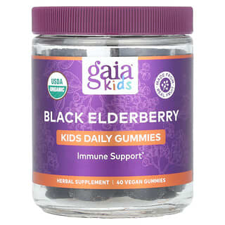 Gaia Herbs, Kids Daily, caramelle gommose al sambuco nero, 40 caramelle gommose vegane