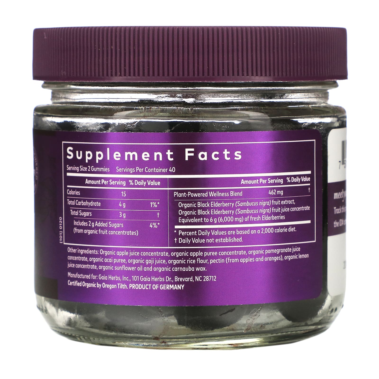 Gaia Herbs, Black Elderberry Immune Support Adult Daily Gummies, 80