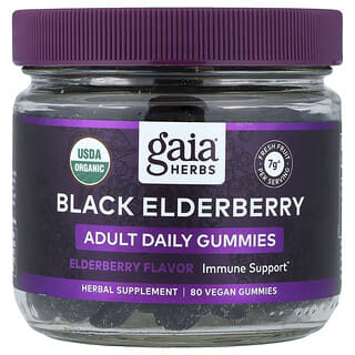 Gaia Herbs, Black Elderberry Immune Support Adult Daily Gummies, 80 Vegan Gummies