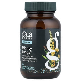 Gaia Herbs, Mighty Lungs™, Unterstützung der Atemwege, 60 vegane Liquid Phyto-Caps