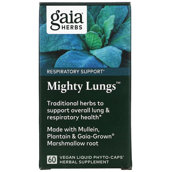 Gaia Herbs, Mighty Lungs, 60 cápsulas líquidas veganas
