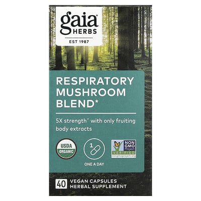 Gaia Herbs, Respiratory Mushroom Blend, 40 Vegan Capsules