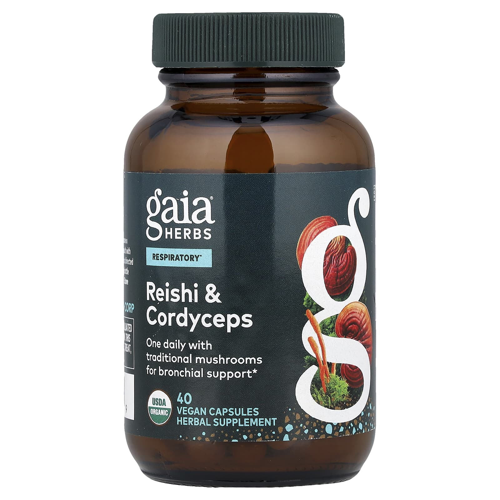 Gaia Herbs Respiratory, Reishi & Cordyceps – 40 gélules véganes de Gaia Herbs